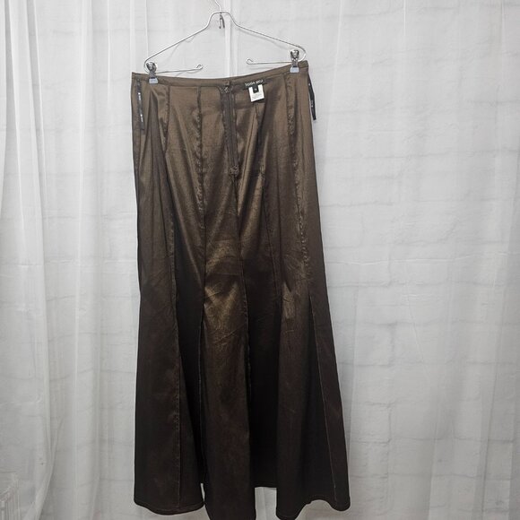 Tadashi Shoji Skirt Taffeta Brown Shimmery Maxi Goth Whimsigoth Formal 14 - Picture 6 of 10